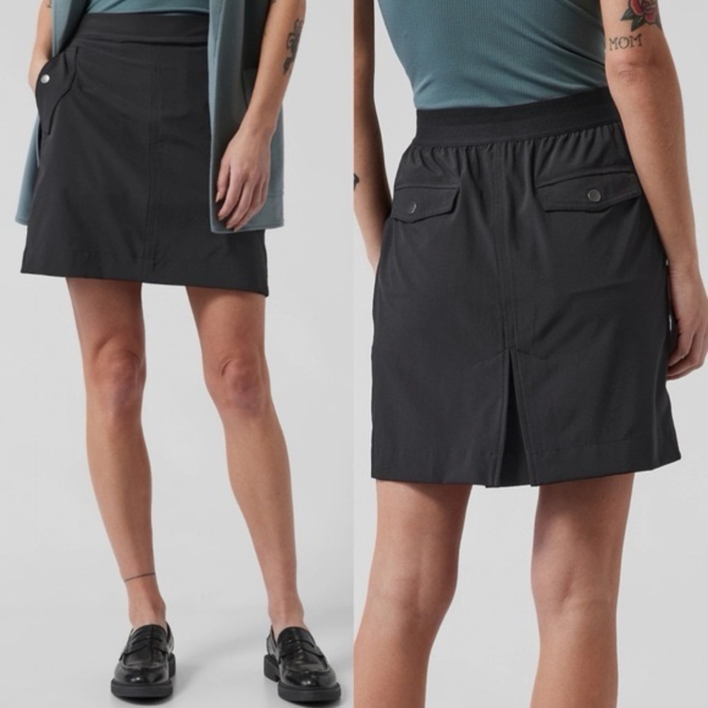 Athleta Black Vienna Cargo Skort Size 4 Built in Shorts Pockets Quick Dry UPF 50